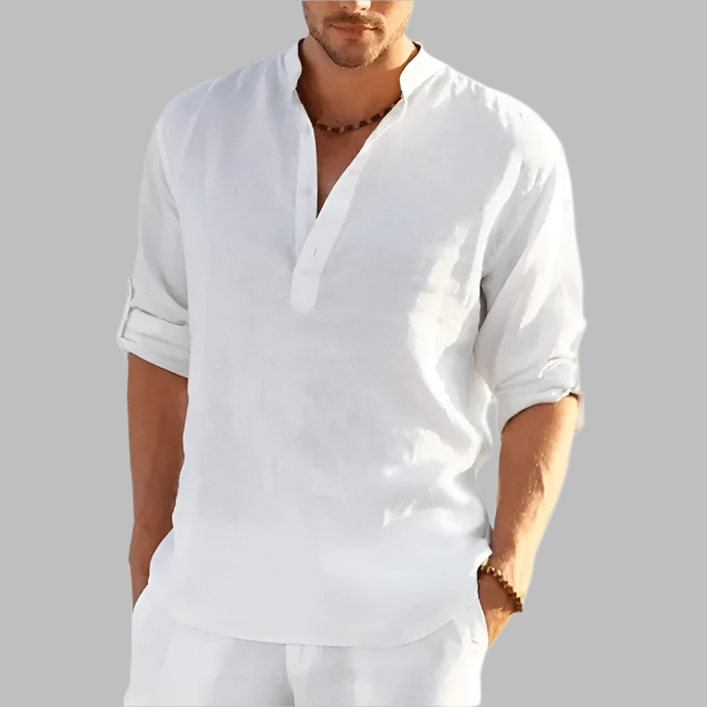 Enzo – Casual Linen Henley Shirt for Men