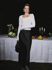 Penelope – Satin Long Skirt with Heavenly Elegance For Women