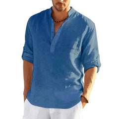 Enzo – Casual Linen Henley Shirt for Men