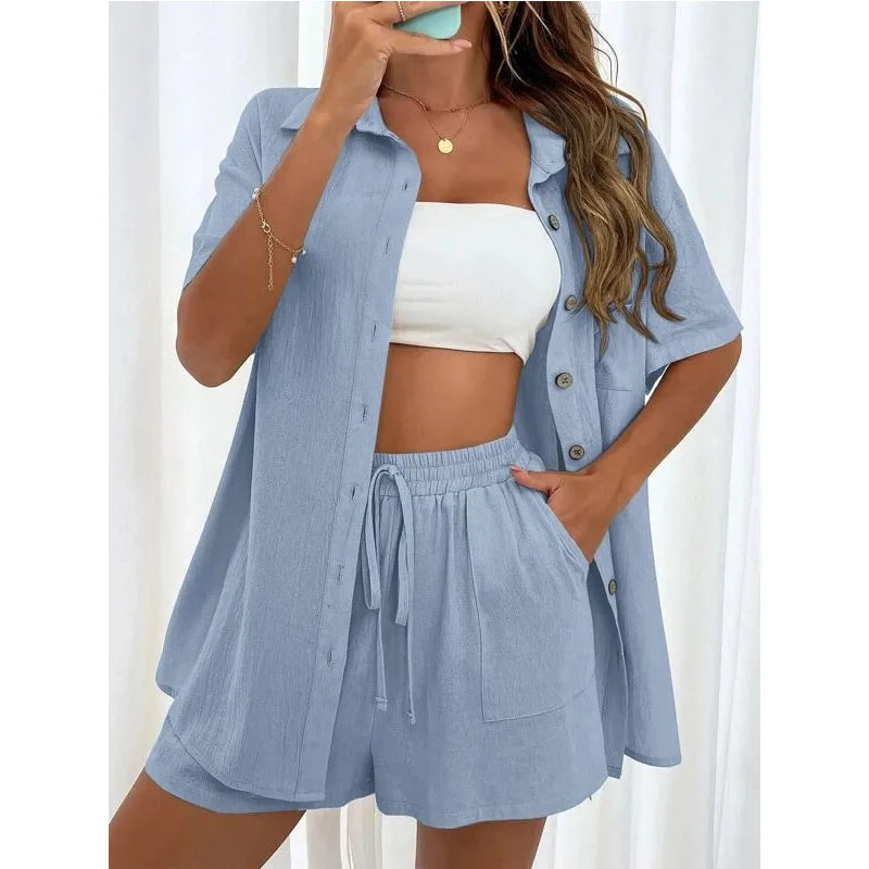 Elisa – Effortless Women’s Button Two-Piece Set