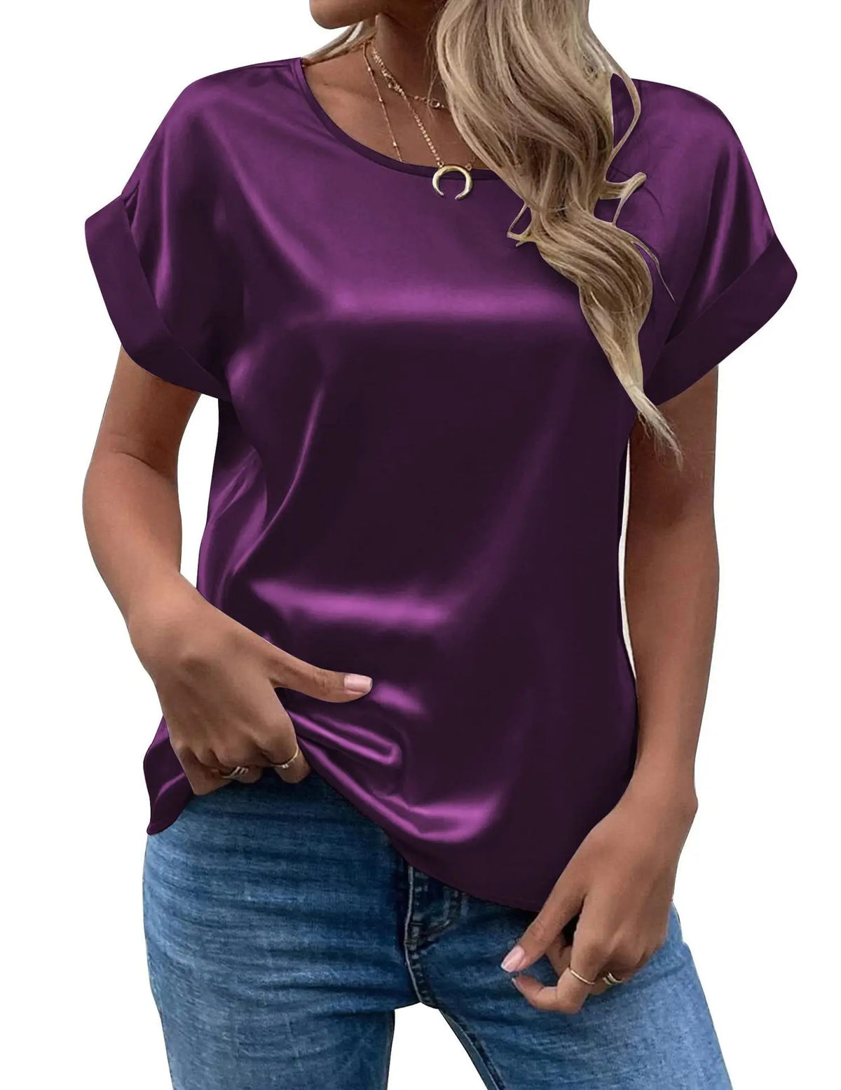 Emma – Satin Soft Women's Short Sleeve Blouse