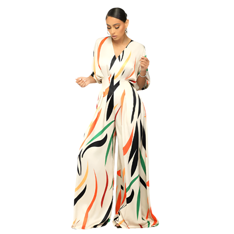 Isabella – V-Neck Wide-Leg Women's Jumpsuit