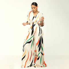 Isabella – V-Neck Wide-Leg Women's Jumpsuit