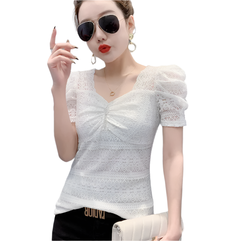 Sofia – Sexy V-Neck Diamond Women’s Casual Blouse