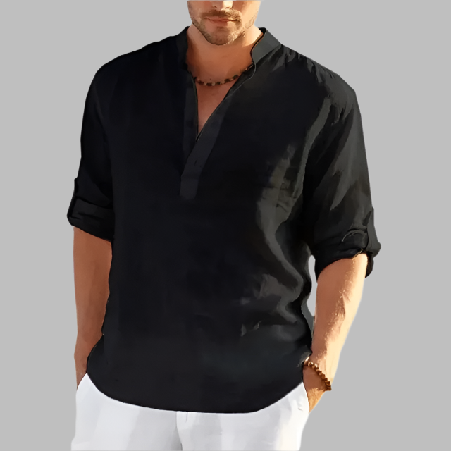 Enzo – Casual Linen Henley Shirt for Men