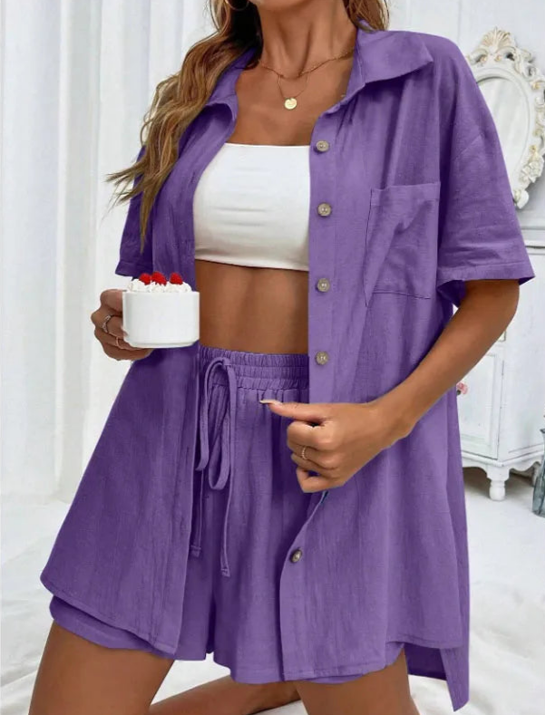 Elisa – Effortless Women’s Button Two-Piece Set