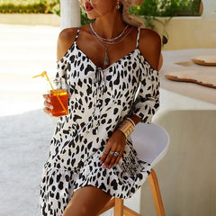 Sofia – Leopard Print Off-Shoulder Summer Dress for Women
