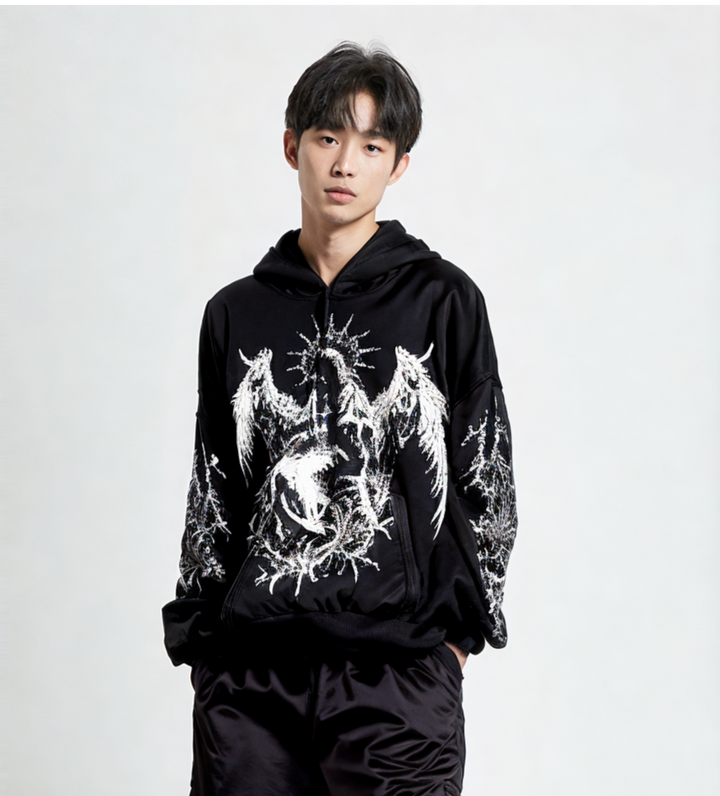 Luca – Greco Gothic Patchwork Men's Hoodie