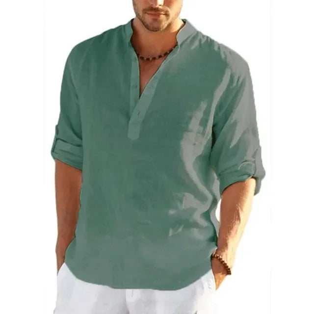 Enzo – Casual Linen Henley Shirt for Men