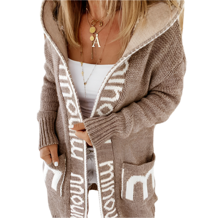 Lorenzo – Elegant Women’s CozKnit Warm Cardigan-Hoodie