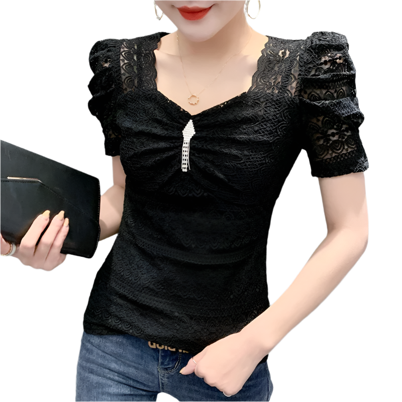 Sofia – Sexy V-Neck Diamond Women’s Casual Blouse