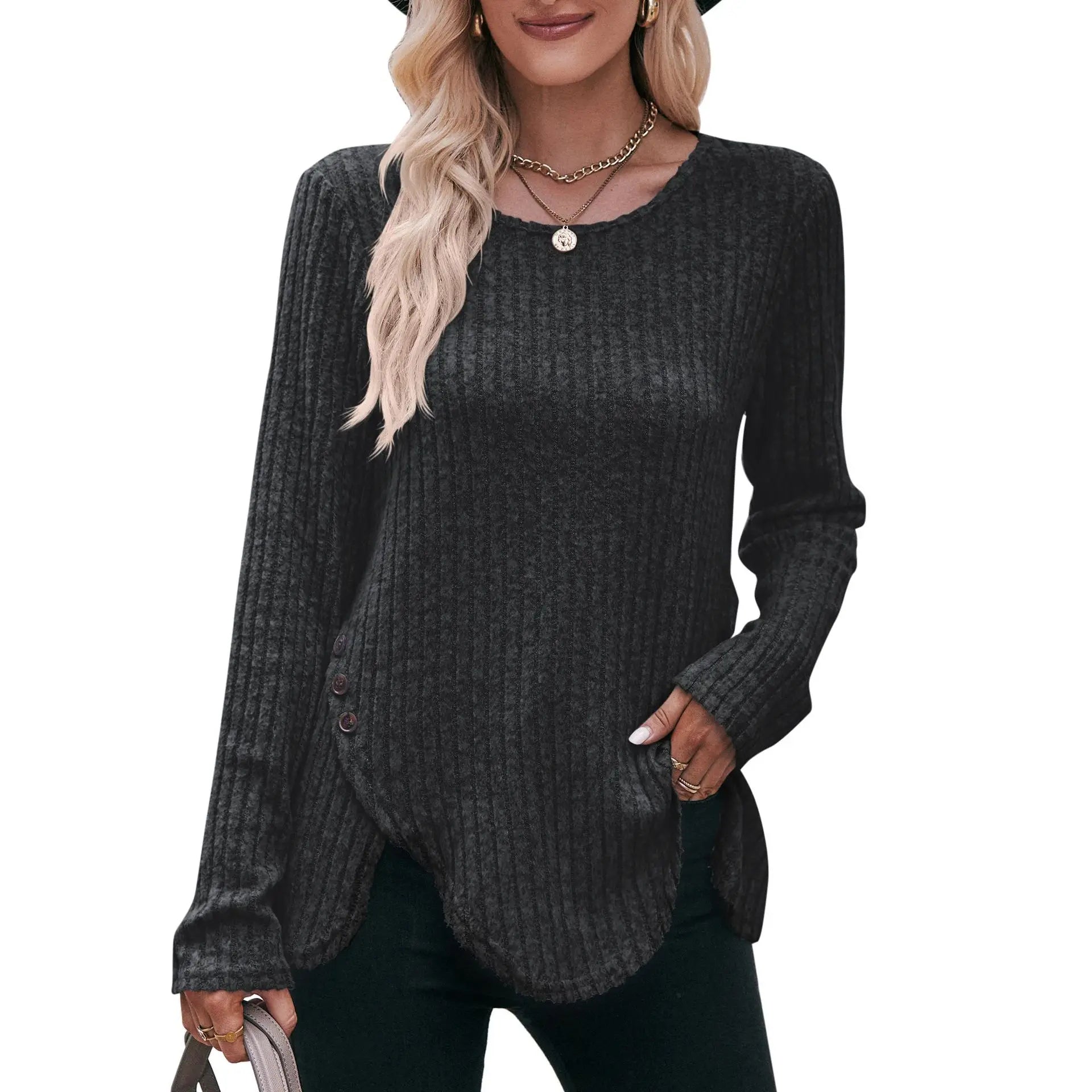 Gabriella – Elegant Long Sleeve Button Top for Women
