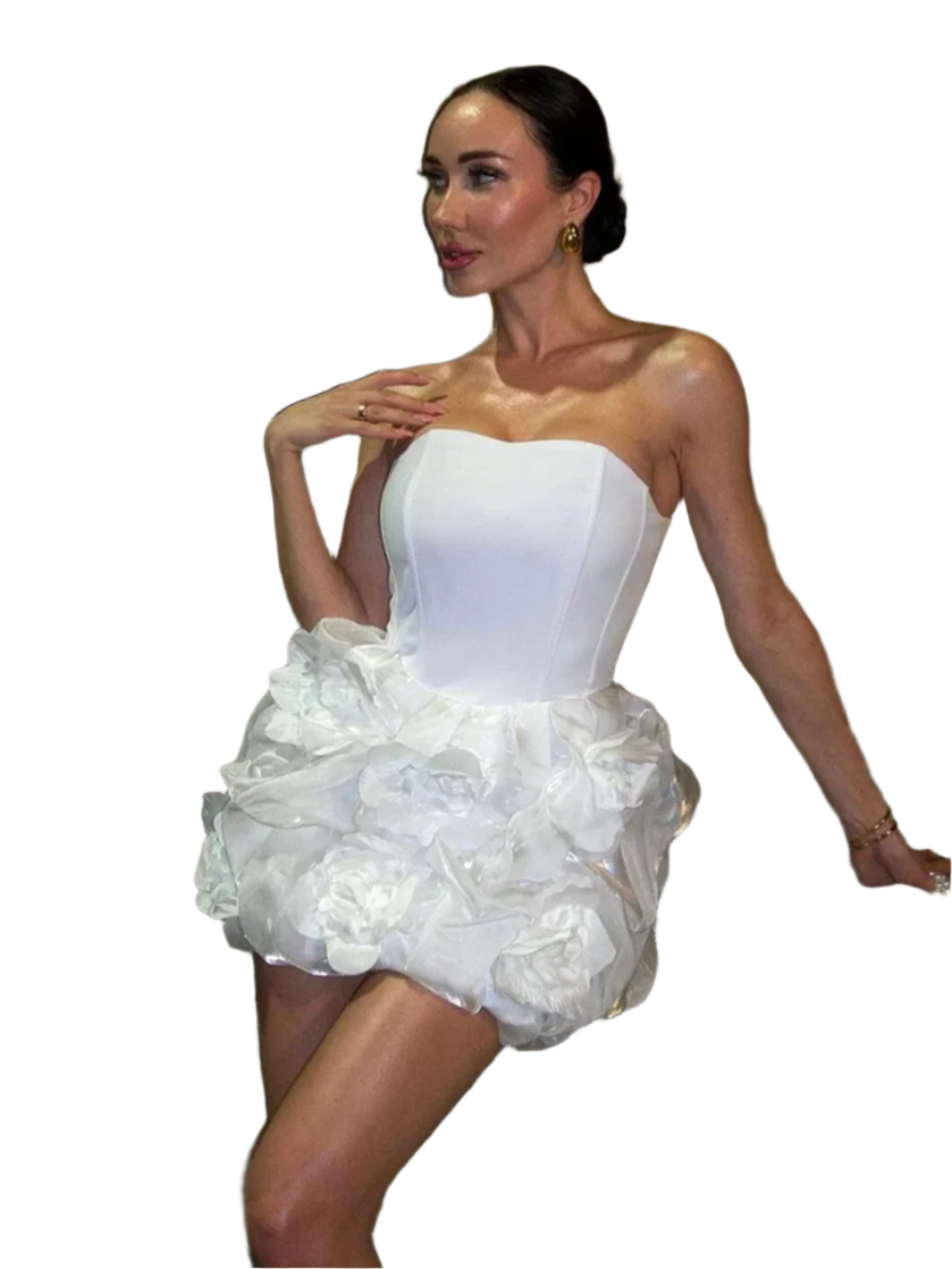 Venus – Woman's Elegant White Strapless Evening Dress