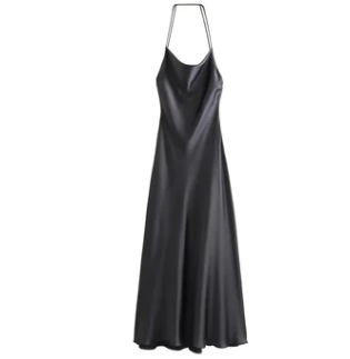 Madison - Gray Satin-Like Breathable Maxi Dress