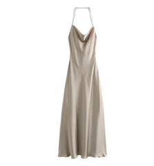 Madison - Gray Satin-Like Breathable Maxi Dress