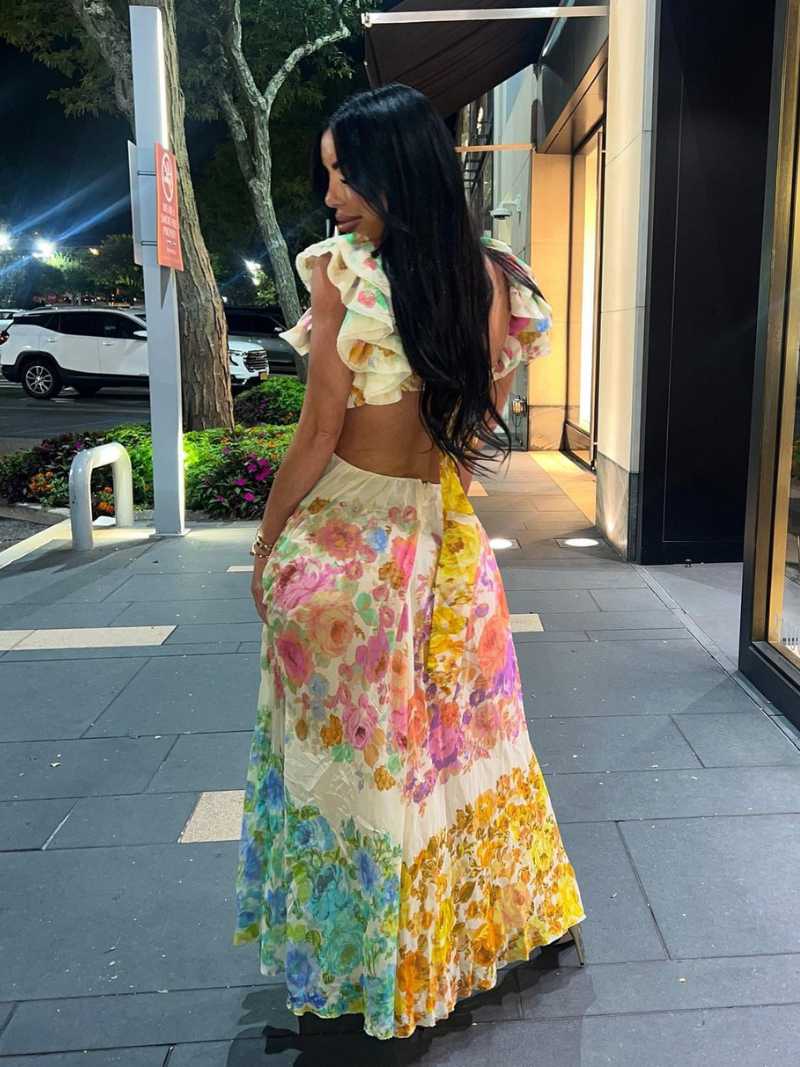 Isabella – Floral Elegance Cut-Out Maxi Dress for Women