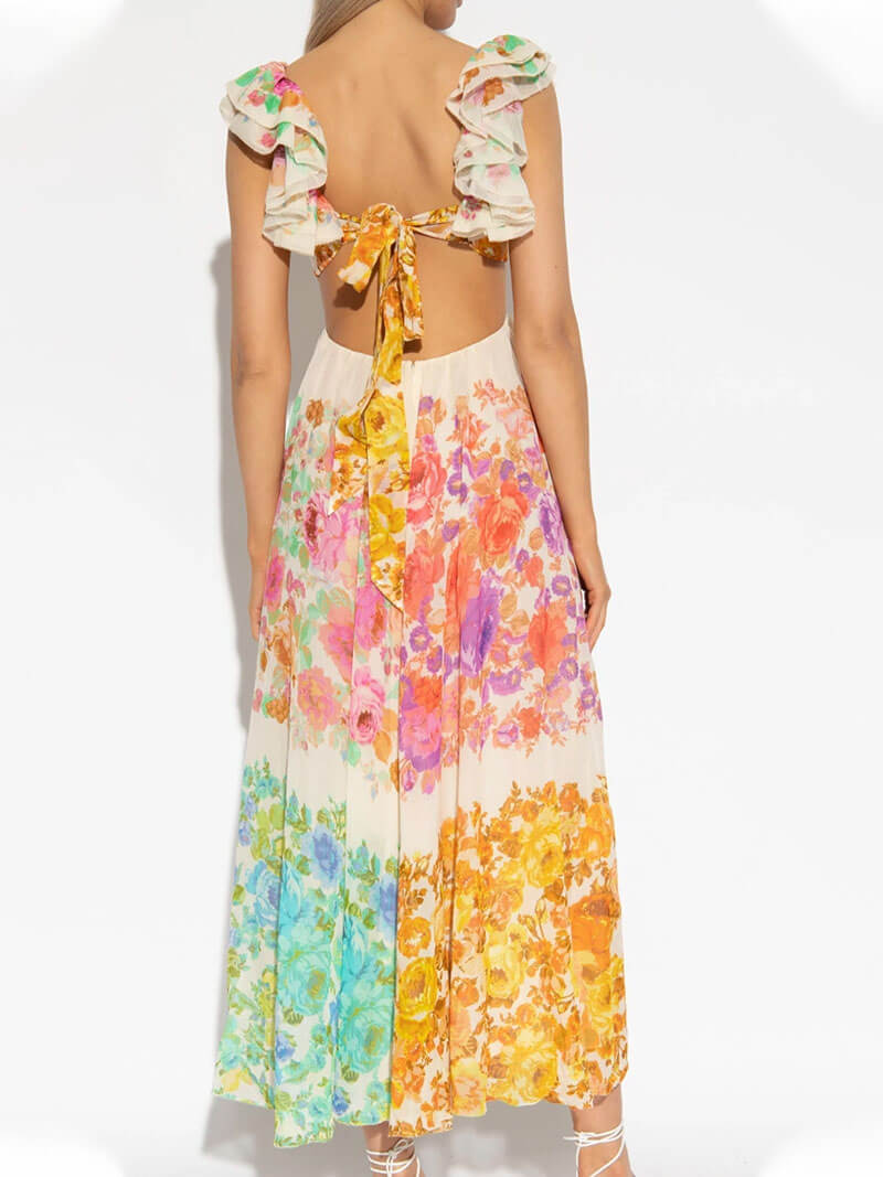 Isabella – Floral Elegance Cut-Out Maxi Dress for Women