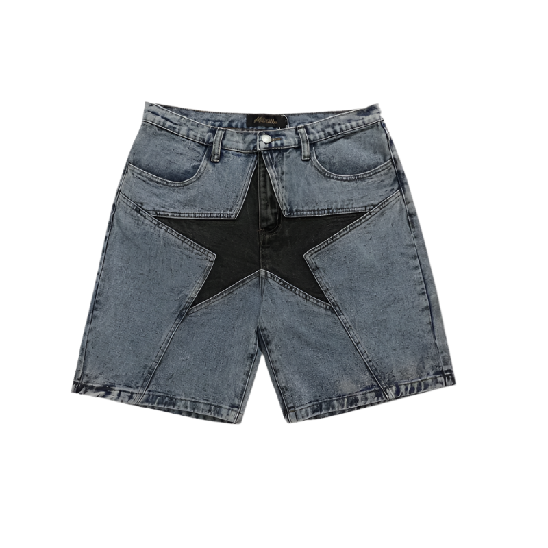 Luca – Unisex Black Star Denim Shorts