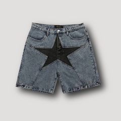 Luca – Unisex Black Star Denim Shorts