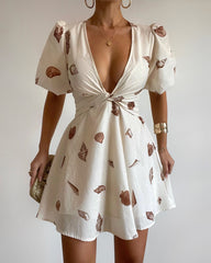 Calista – Elegant Women’s Brown print Dress