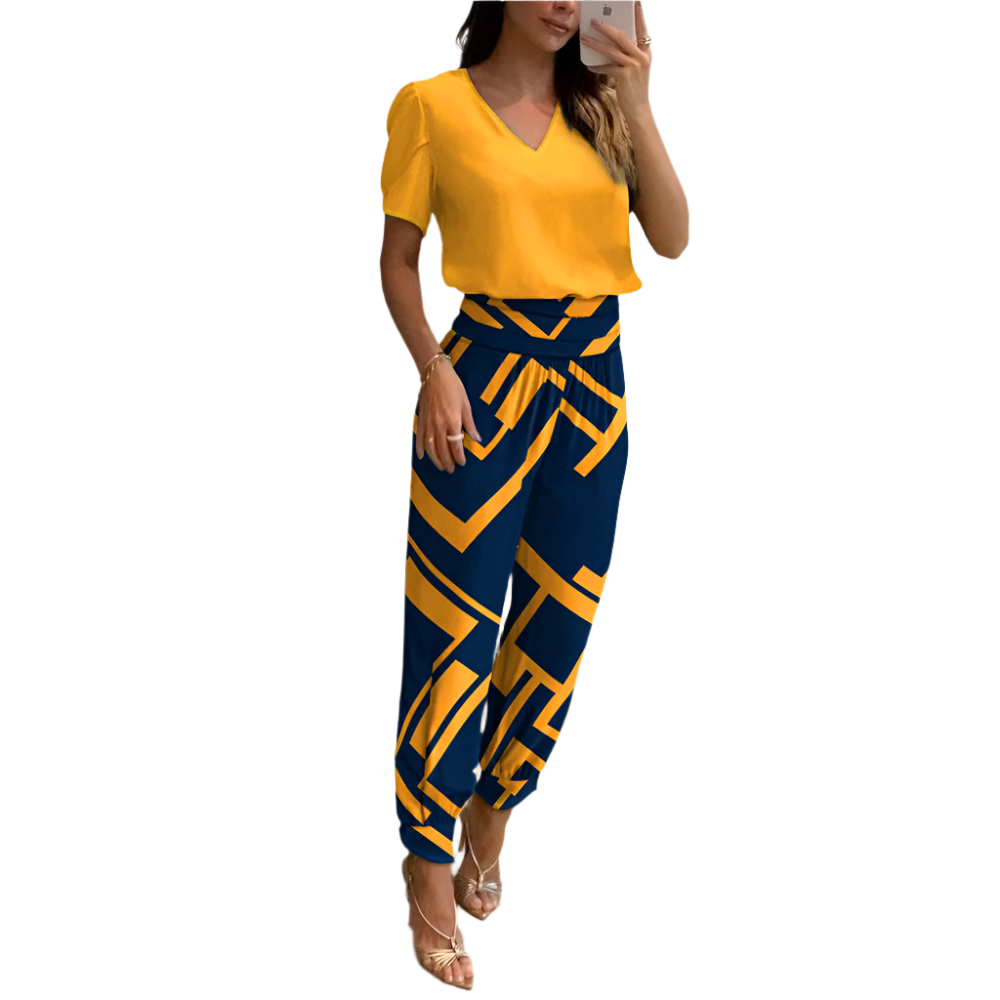 Chiara – Elegant Women’s Printed Blouse and Trousers Set