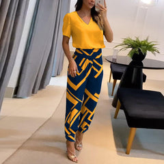 Chiara – Elegant Women’s Printed Blouse and Trousers Set
