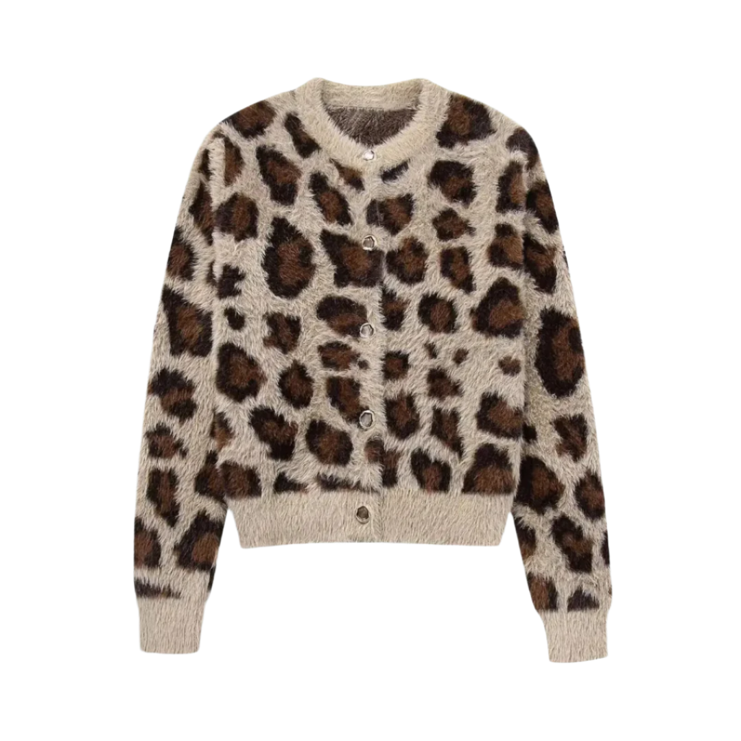 Phanie – Leopard Print Women’s Cardigan Sweater