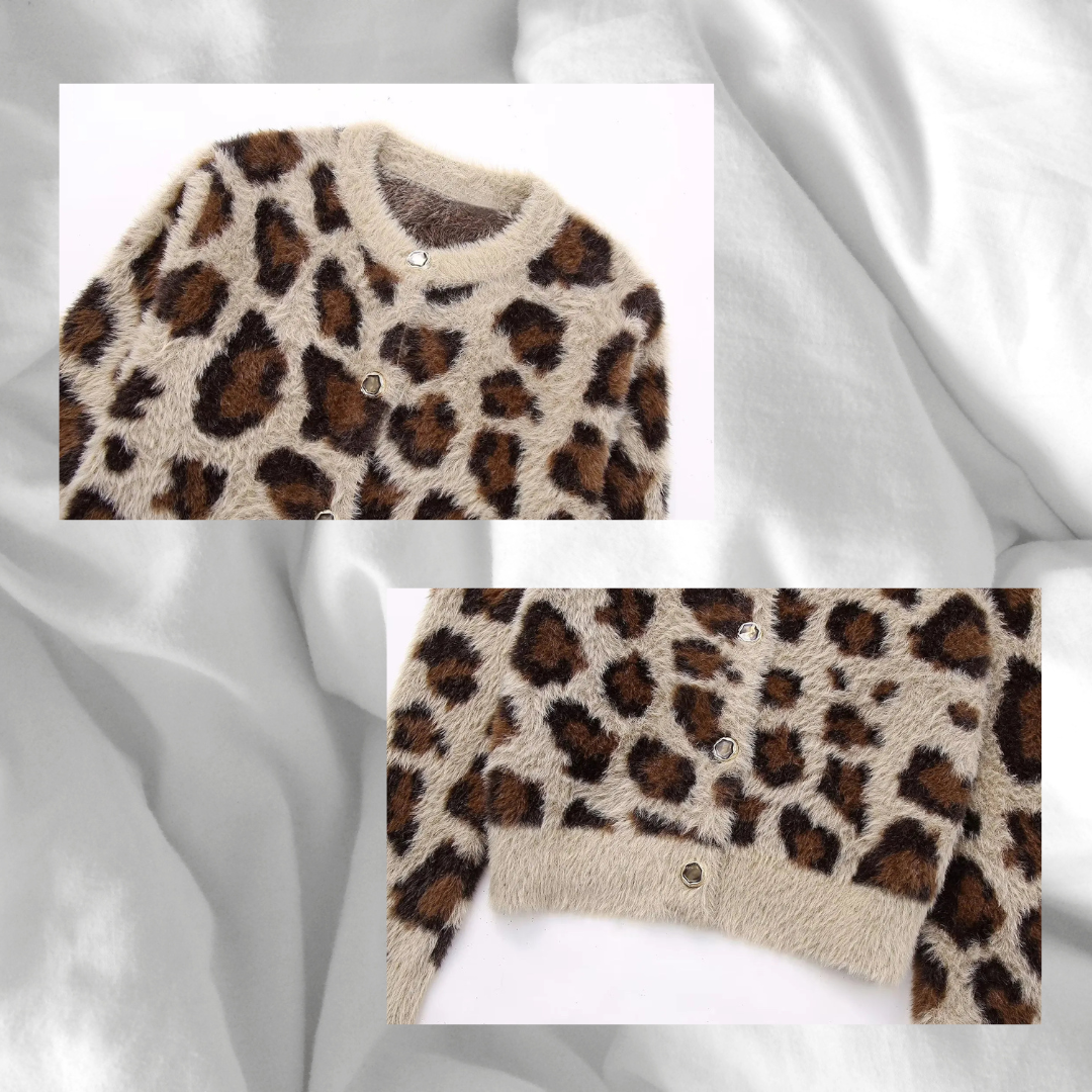 Phanie – Leopard Print Women’s Cardigan Sweater