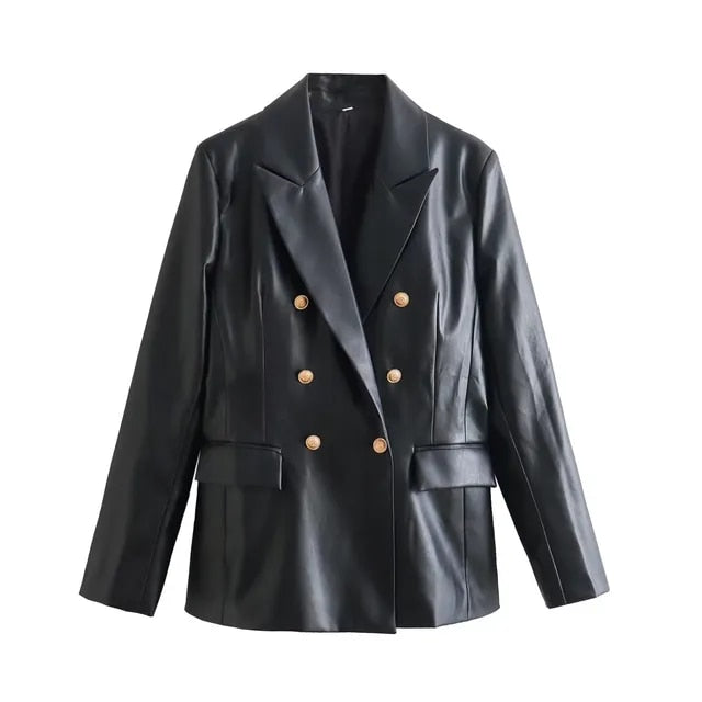 Gianna – Elegant Leather Coat for Women