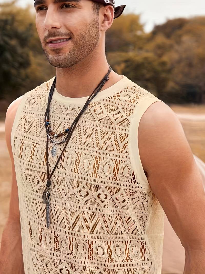 Isaac – Ethnic Hollow-Out Tank Top for a Unique Summer Style