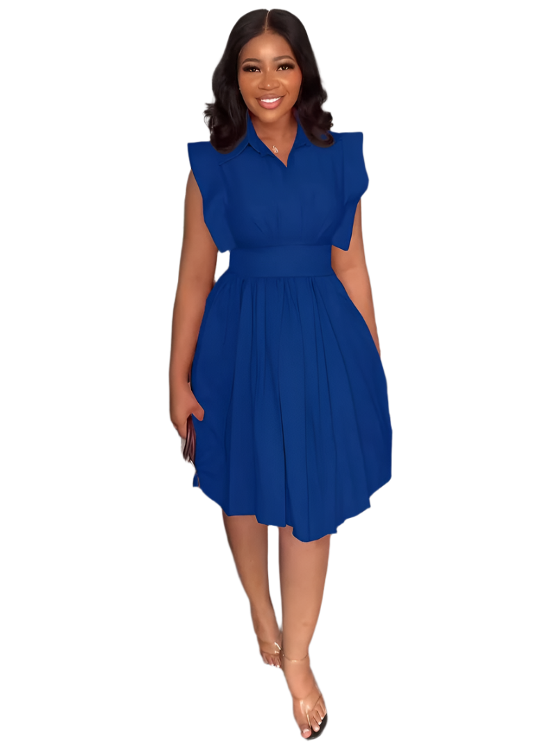 Edna – Women’s Ruffle Dress with Narrow Waist