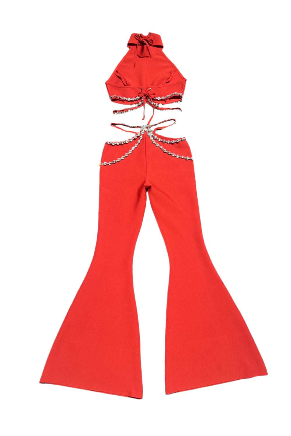 Clarize – Women’s Crystal Embellished Backless Two-Piece Jumpsuit