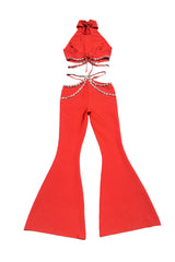 Clarize – Women’s Crystal Embellished Backless Two-Piece Jumpsuit