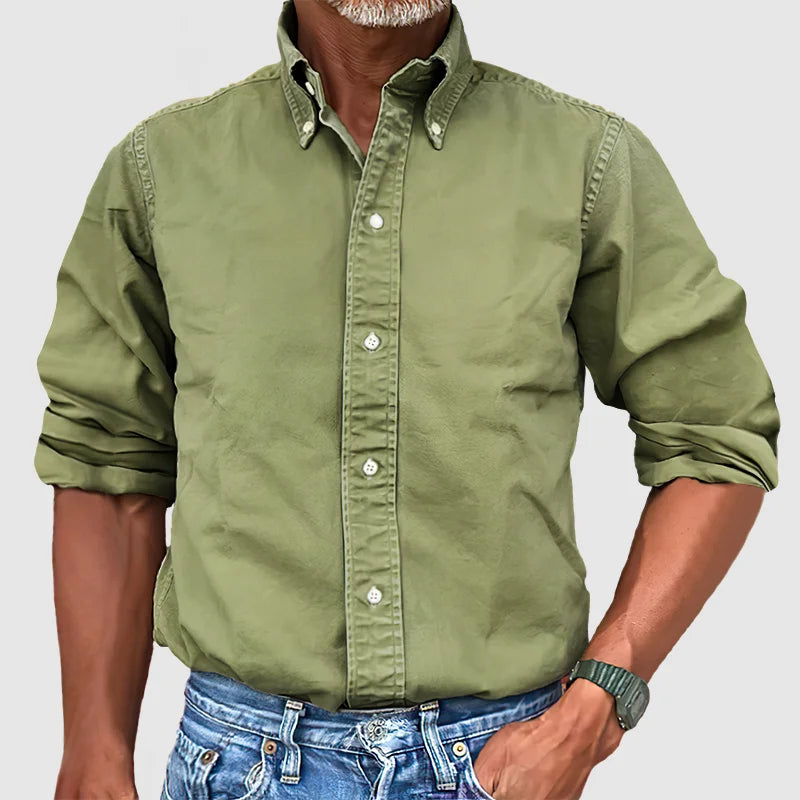 Omar – Vintage Wash Long Sleeve Shirt for Men