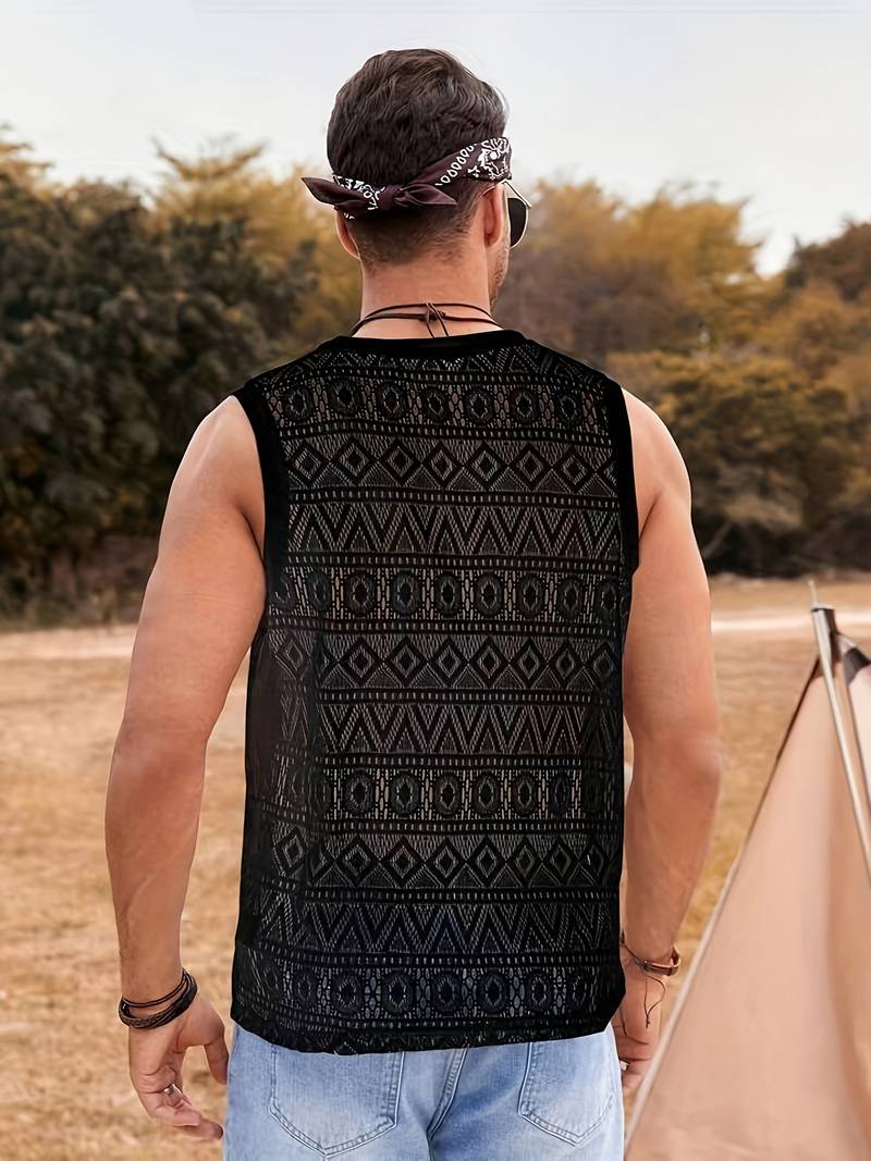 Isaac – Ethnic Hollow-Out Tank Top for a Unique Summer Style