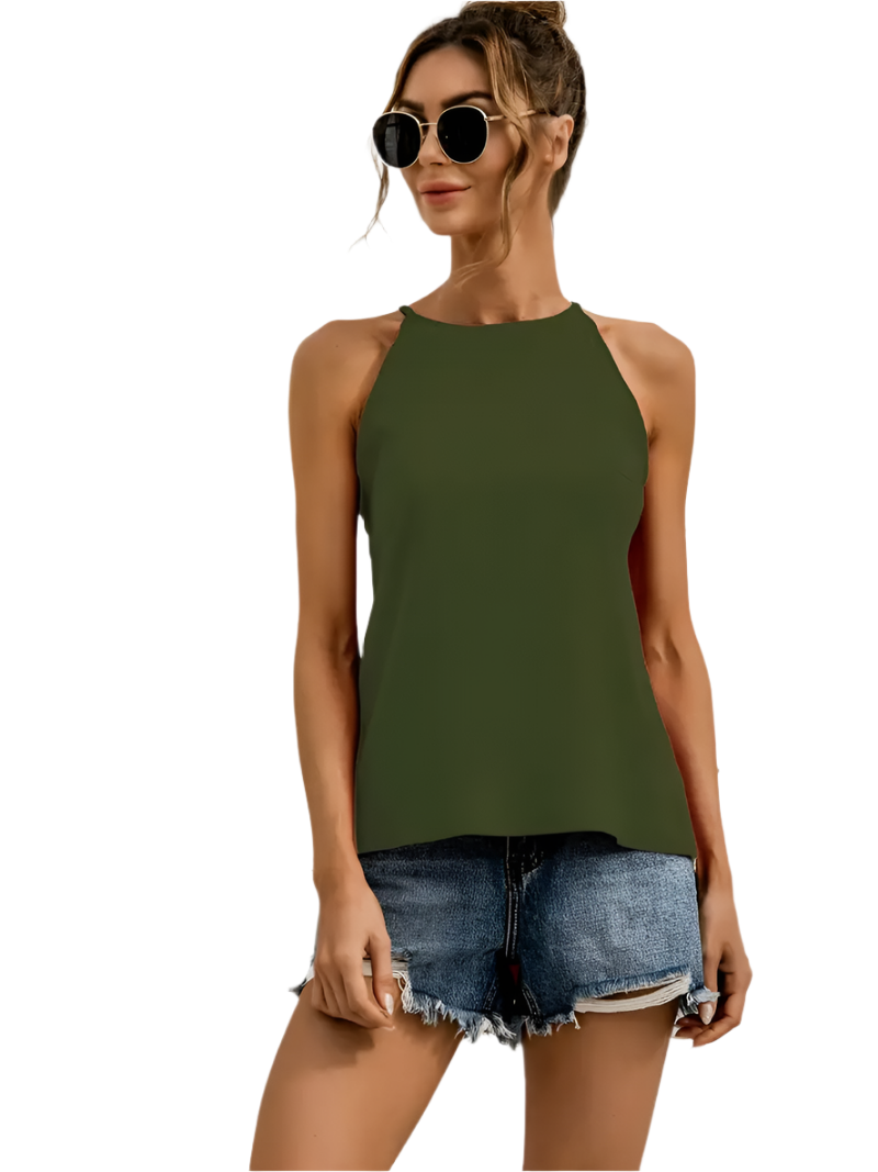 Isabella – Asymmetrical Women's Halter Top in Solid Color