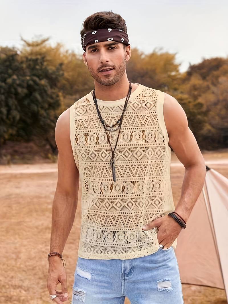 Isaac – Ethnic Hollow-Out Tank Top for a Unique Summer Style