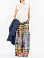 Carina – Relaxed-Fit Women's Plaid Wide Leg Pants