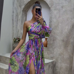 Giulia – Elegant One-Shoulder Floral Maxi Dress for Women