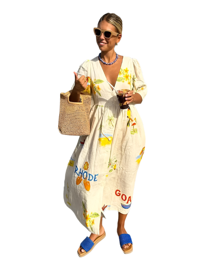 Giulia – Elegant Linen-Blend Women’s Maxi Dress