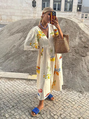 Giulia – Elegant Linen-Blend Women’s Maxi Dress