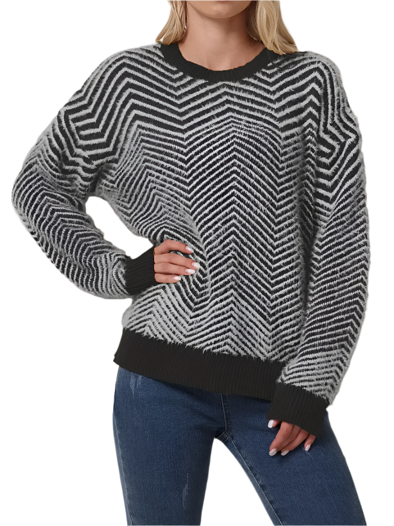 Camilla – Chevron Print Women’s Knit Sweater