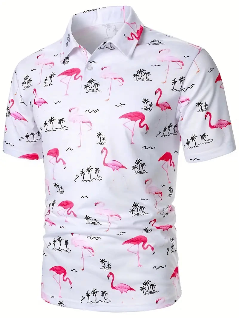Amir– Flamingo-Print Men’s Casual  Shirt