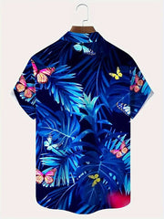 Jake - Short-Sleeve Hawaiian Shirt with Butterfly Floral Print