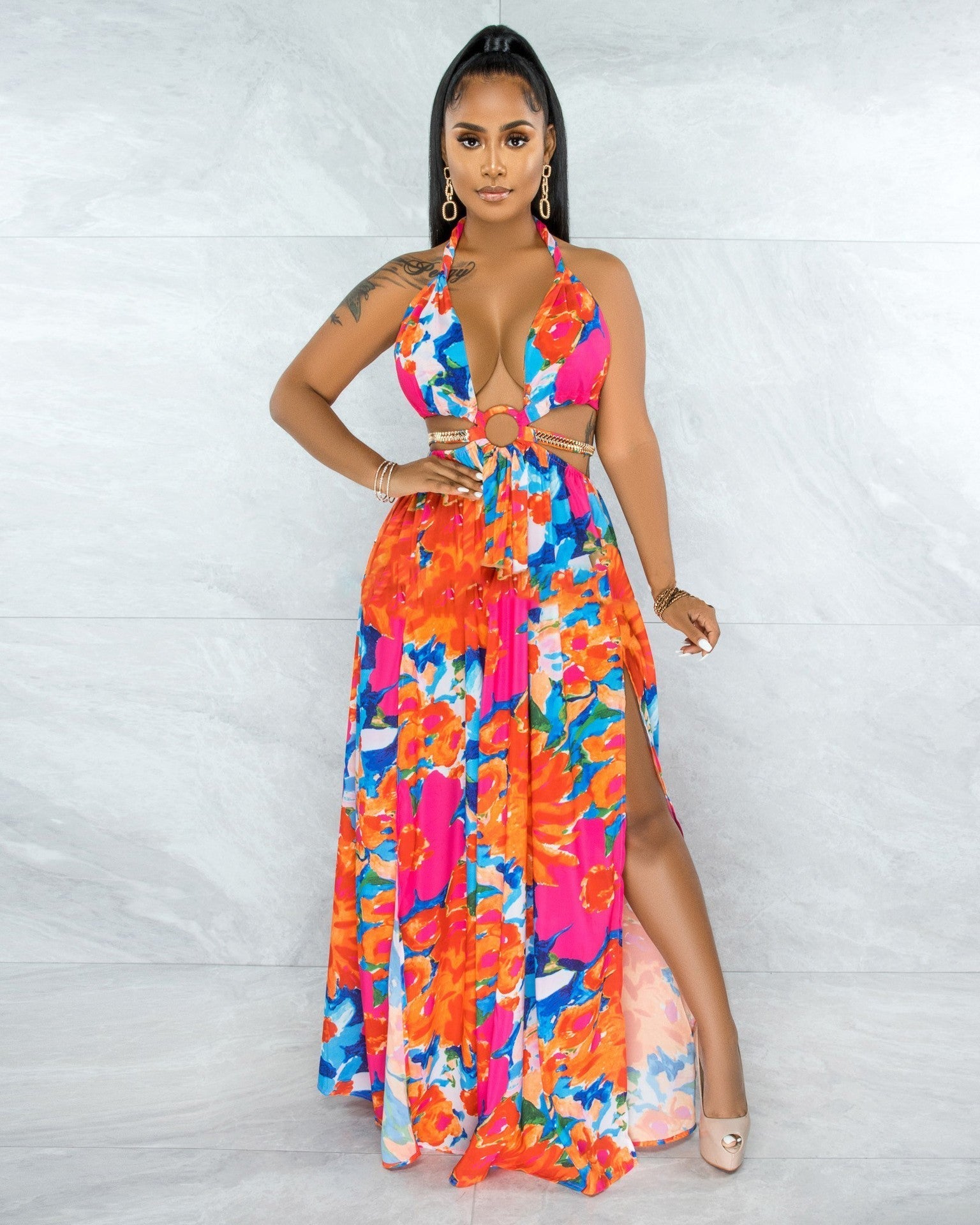 Aurelia – Radiant Women’s Floral Halterneck Dress