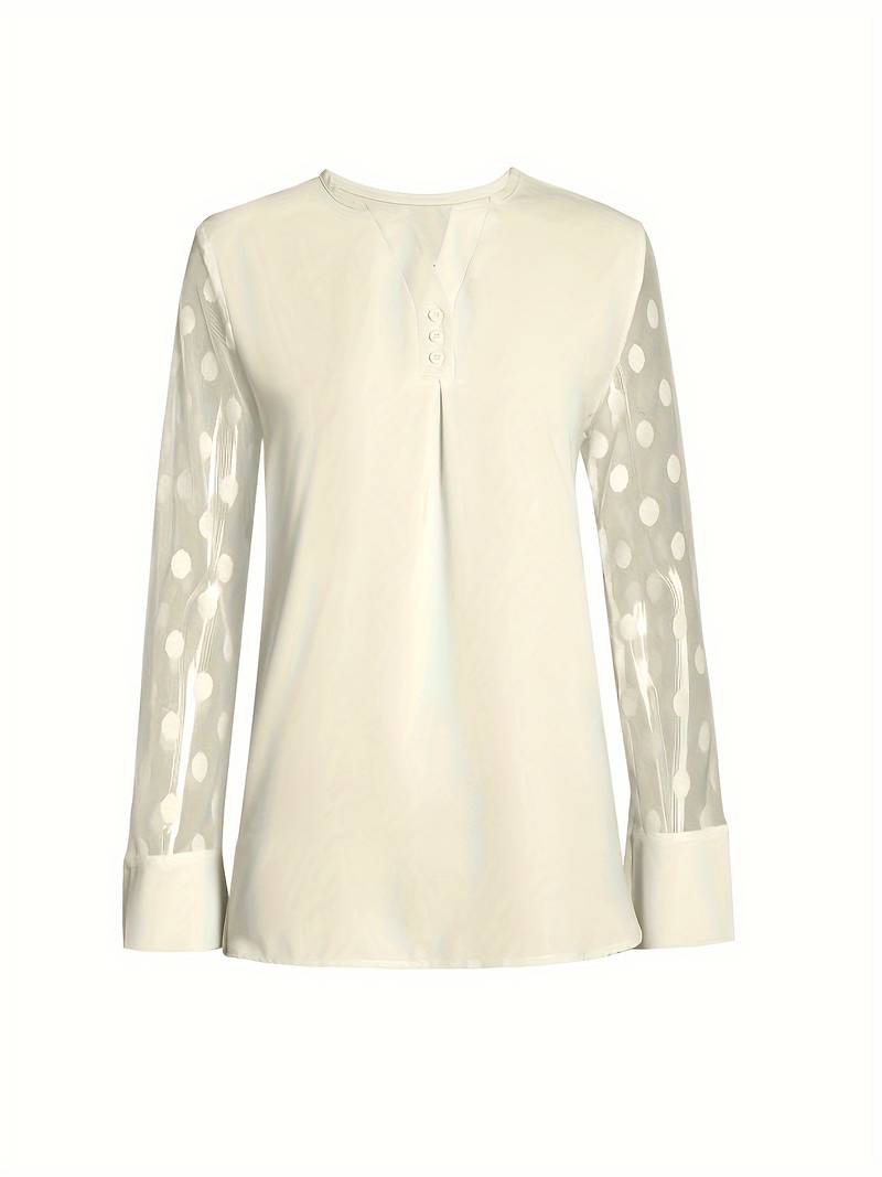 Isabella – Chic Long-Sleeve Top with Notched Neckline For Women
