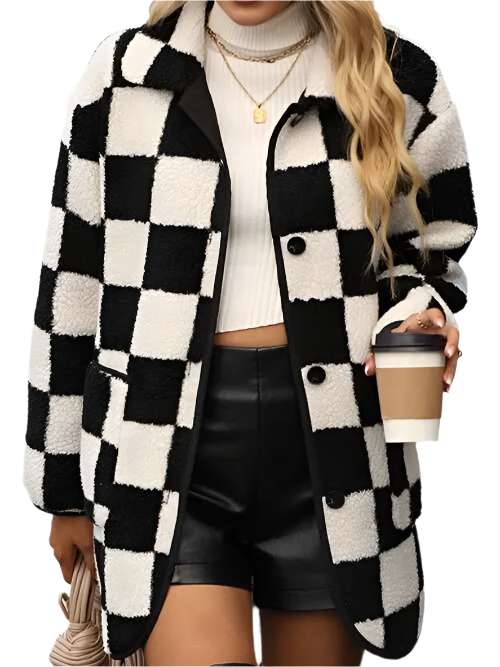 Elsea – Classic Black-and-White Checked Jacket for Women's