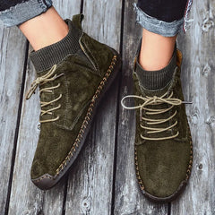 Luca – Velvet Lace-Up Boots for Men