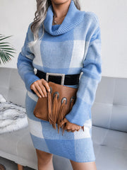 Elena – Elegant Women’s High Collar Sweater Dress