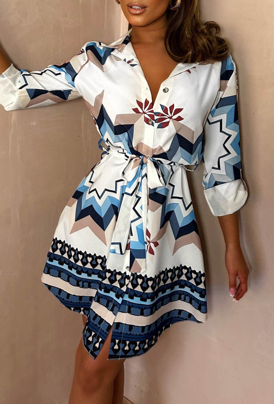 Isabella – Chic Luna Printed Shirt Dress for Women